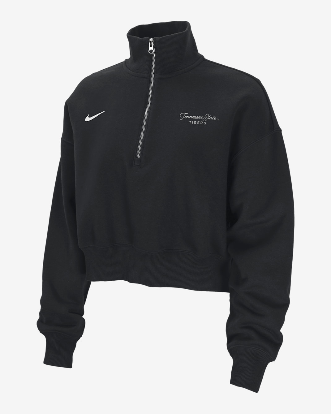 Nike College Phoenix Fleece (Tennessee State University) Women's Cropped 1/4-Zip Pullover - Black