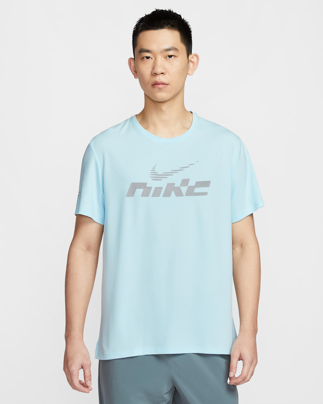 ナイキ マイラー フラッシュ メンズ Dri-FIT UV ショートスリーブ ランニングトップ - グレイシャーブルー