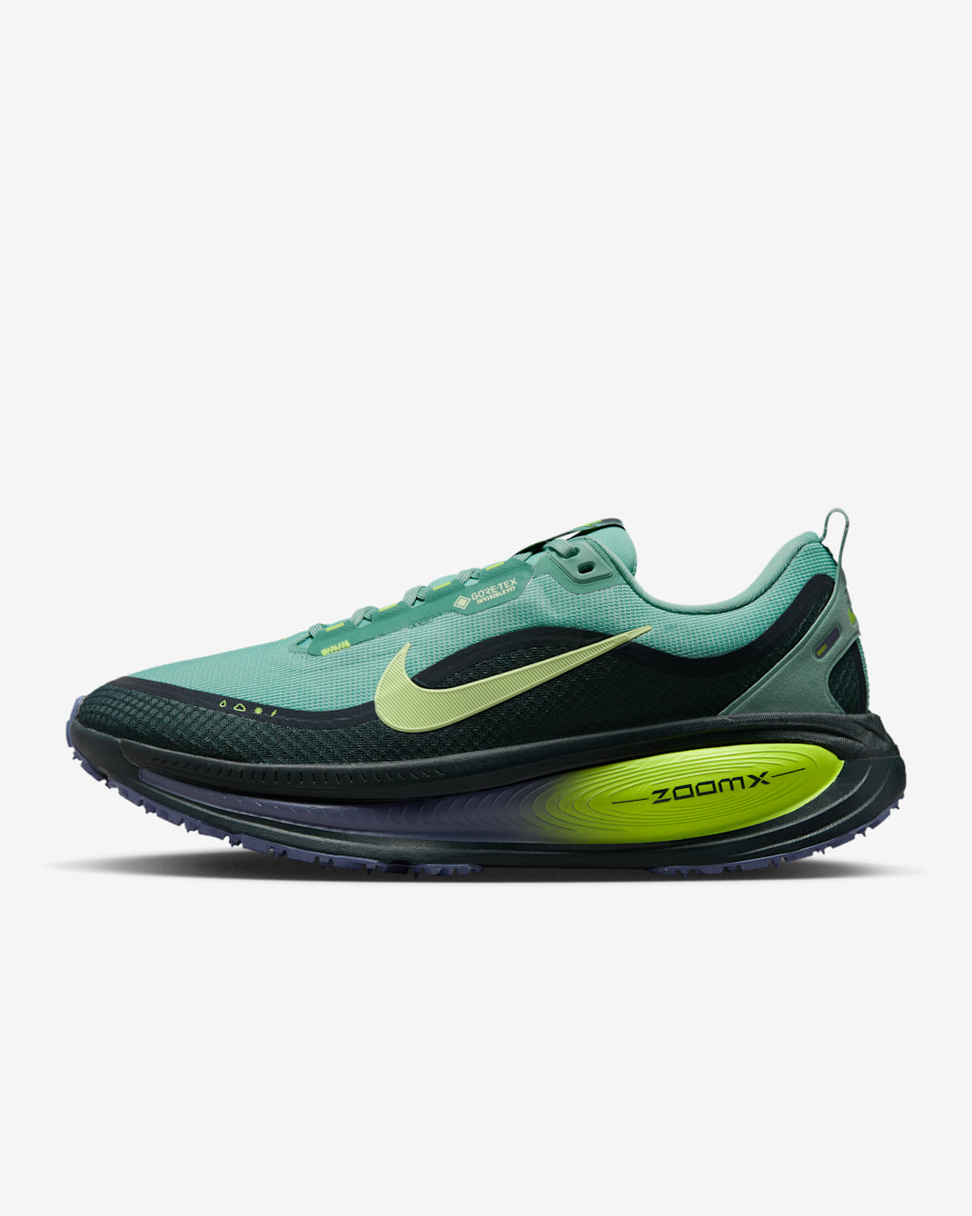 ナイキ ボメロ 18 GORE-TEX メンズ 防水 ロード ランニングシューズ リフレクティブ(再帰反射) アクセント付き - シーウィード/キャノン/ボルト/ベアリーボルト