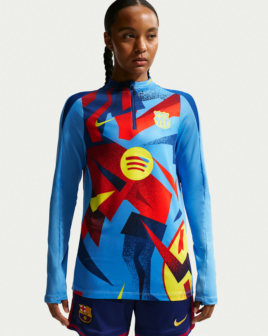 FC Barcelona Strike Nike Dri-FIT strikket treningsoverdel til fotball til dame (fjerde utgave) - University Blue/University Blue/Gym Blue/Opti Yellow