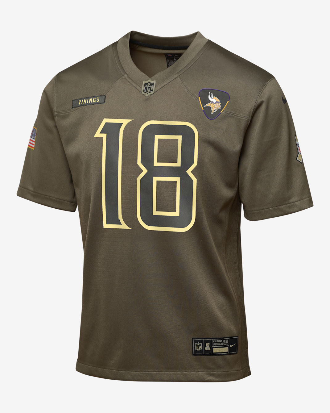 Justin Jefferson Minnesota Vikings Salute to Service Big Kids’ Nike NFL Game Jersey - Olive