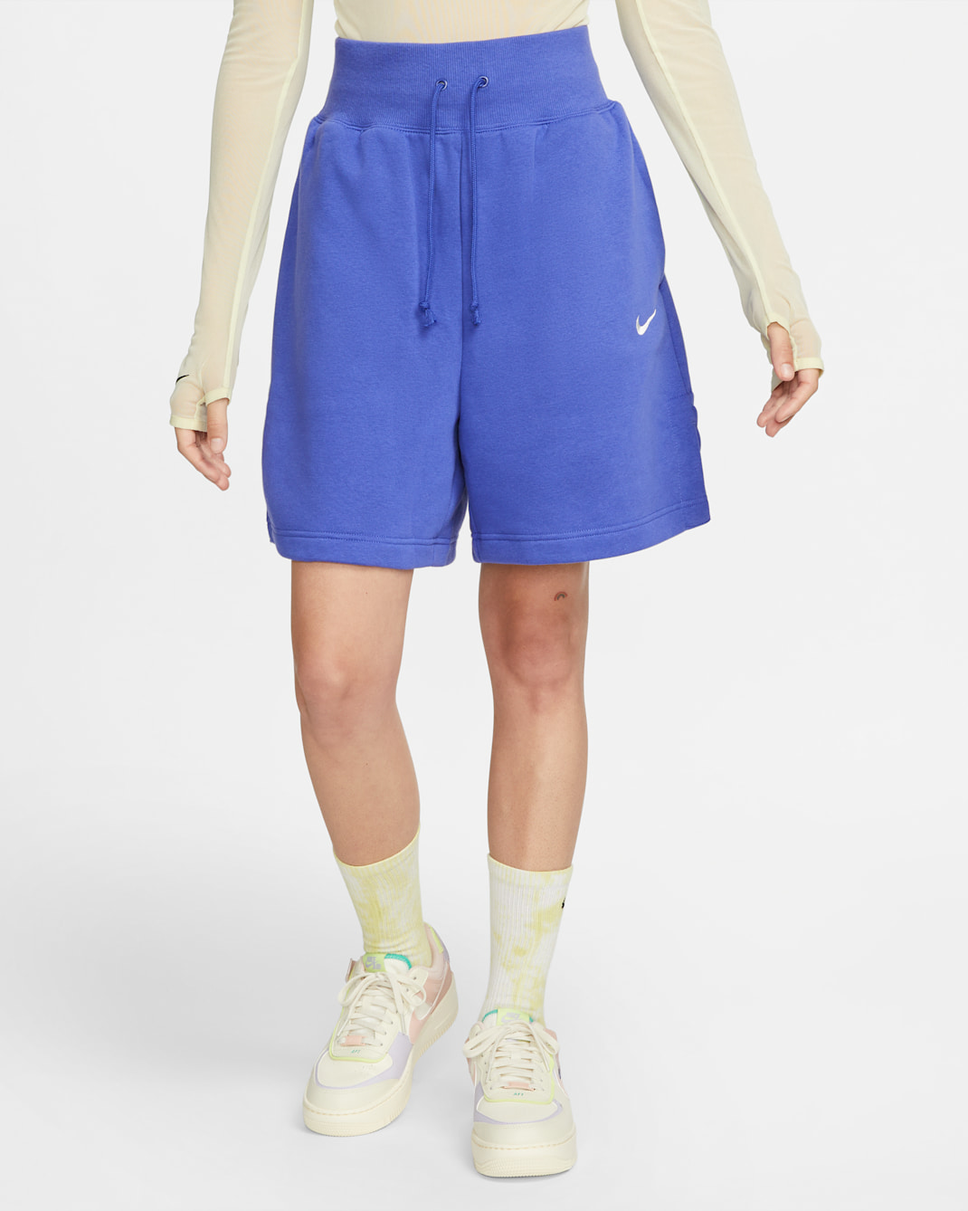 Shorts de ajuste holgado y tiro alto para mujer Nike Sportswear Phoenix Fleece - Lapislázuli/Vela
