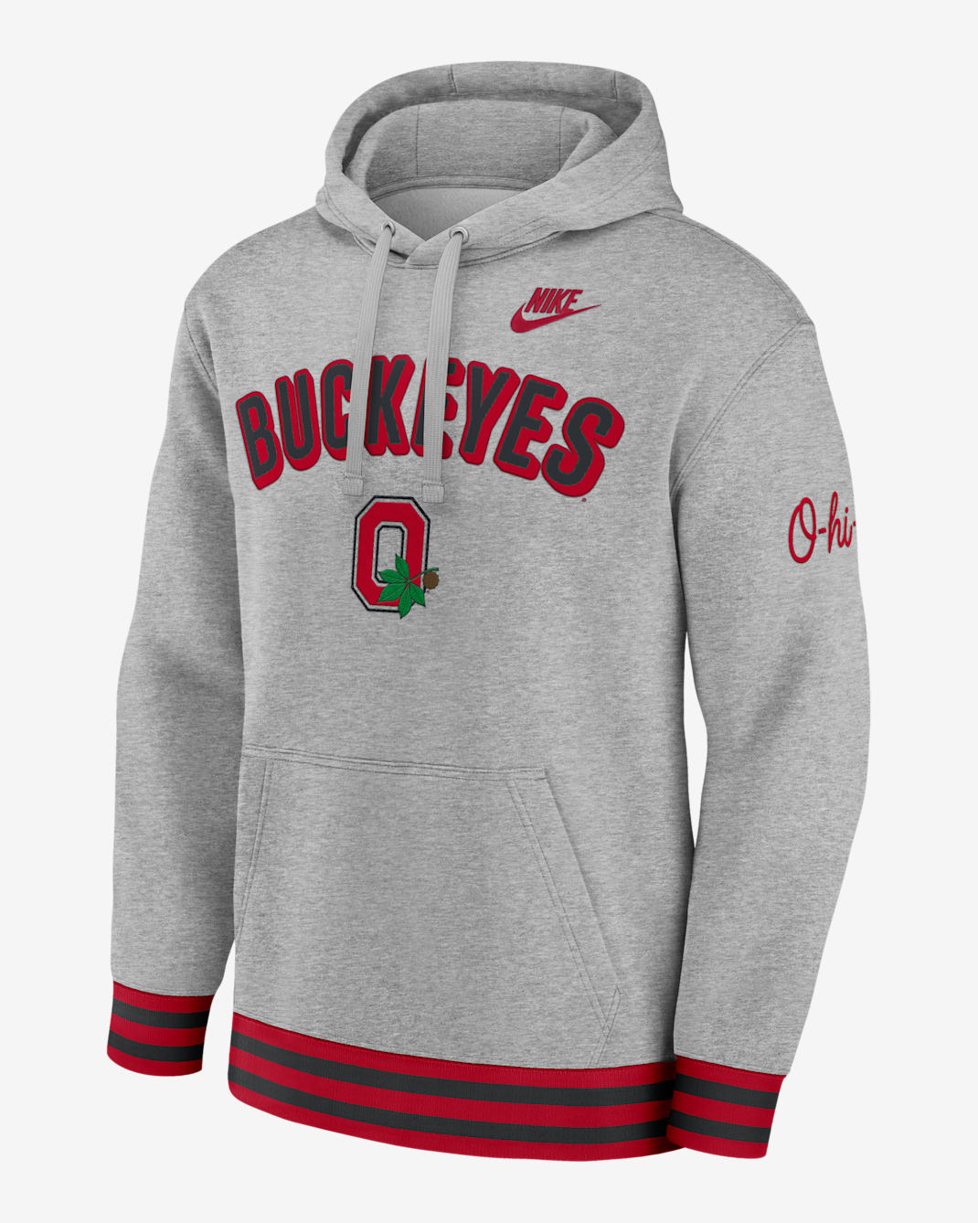 Sudadera con gorro sin cierre universitaria Nike para hombre Ohio State Legacy Retro - Gris oscuro jaspeado