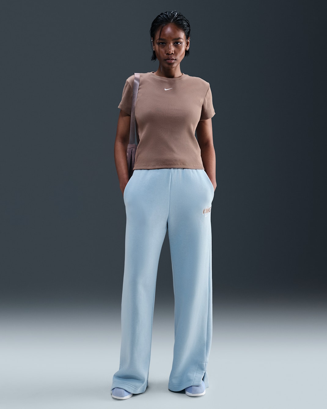 Nike Sportswear Phoenix Fleece Pantalón de chándal de talle alto - Mujer - Light Armory Blue/Cave Stone