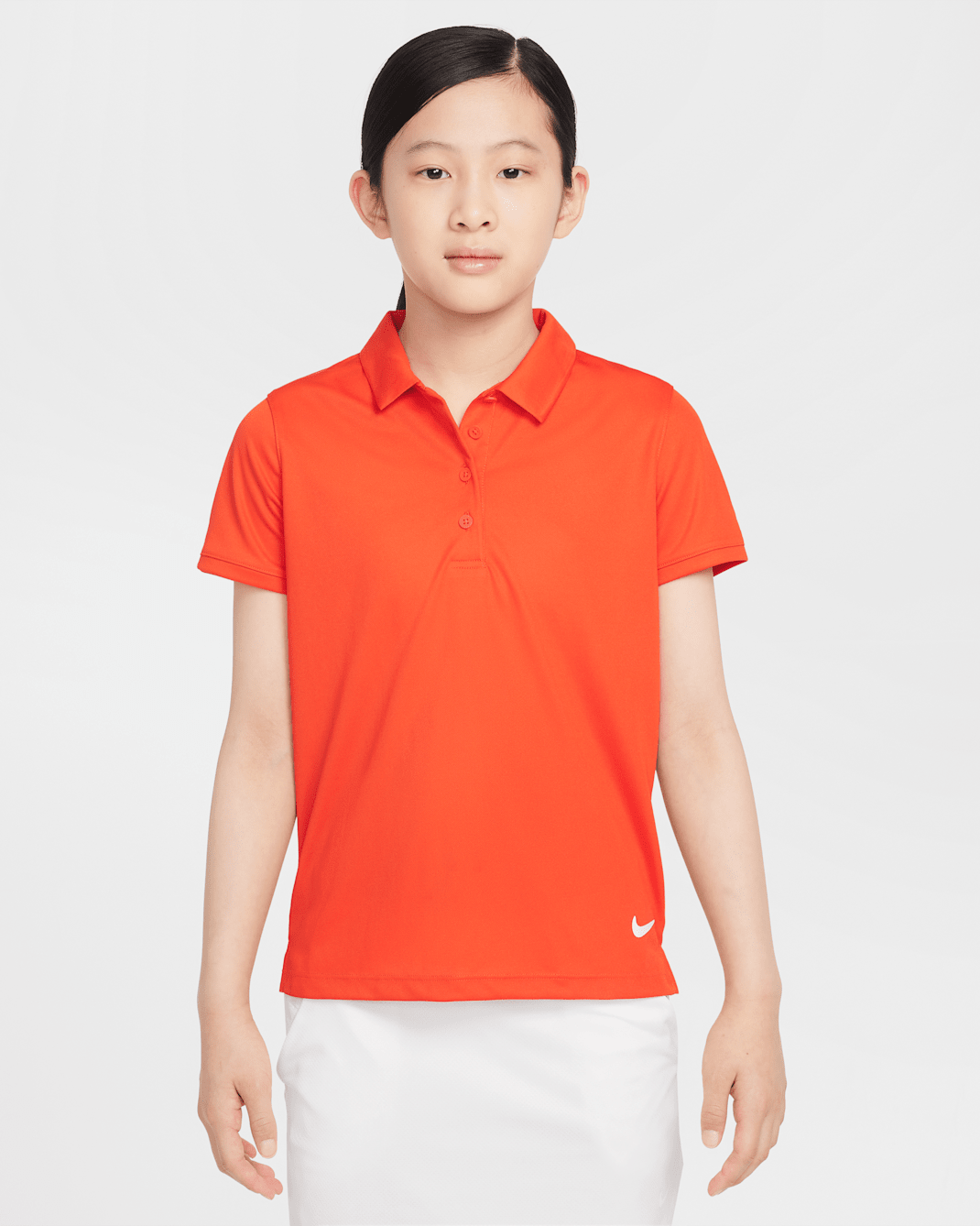 Nike Dri-FIT Victory Big Kids' (Girls') Golf Polo - Picante Red/White