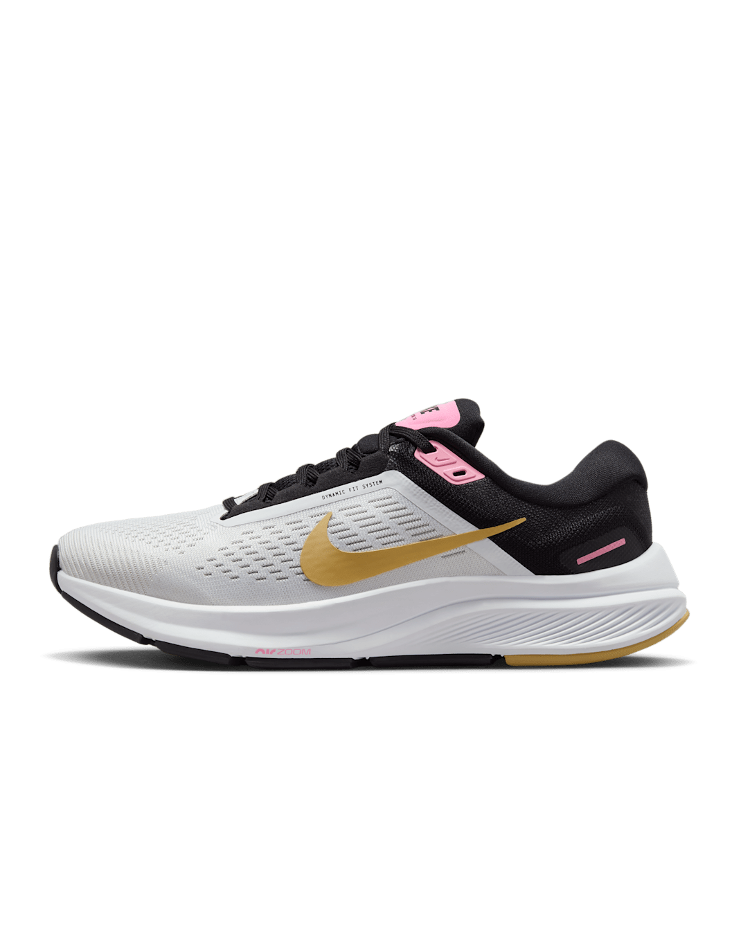 Nike Structure 24 Women's Road Running Shoes - White/Black/Pink Spell/Wheat Gold