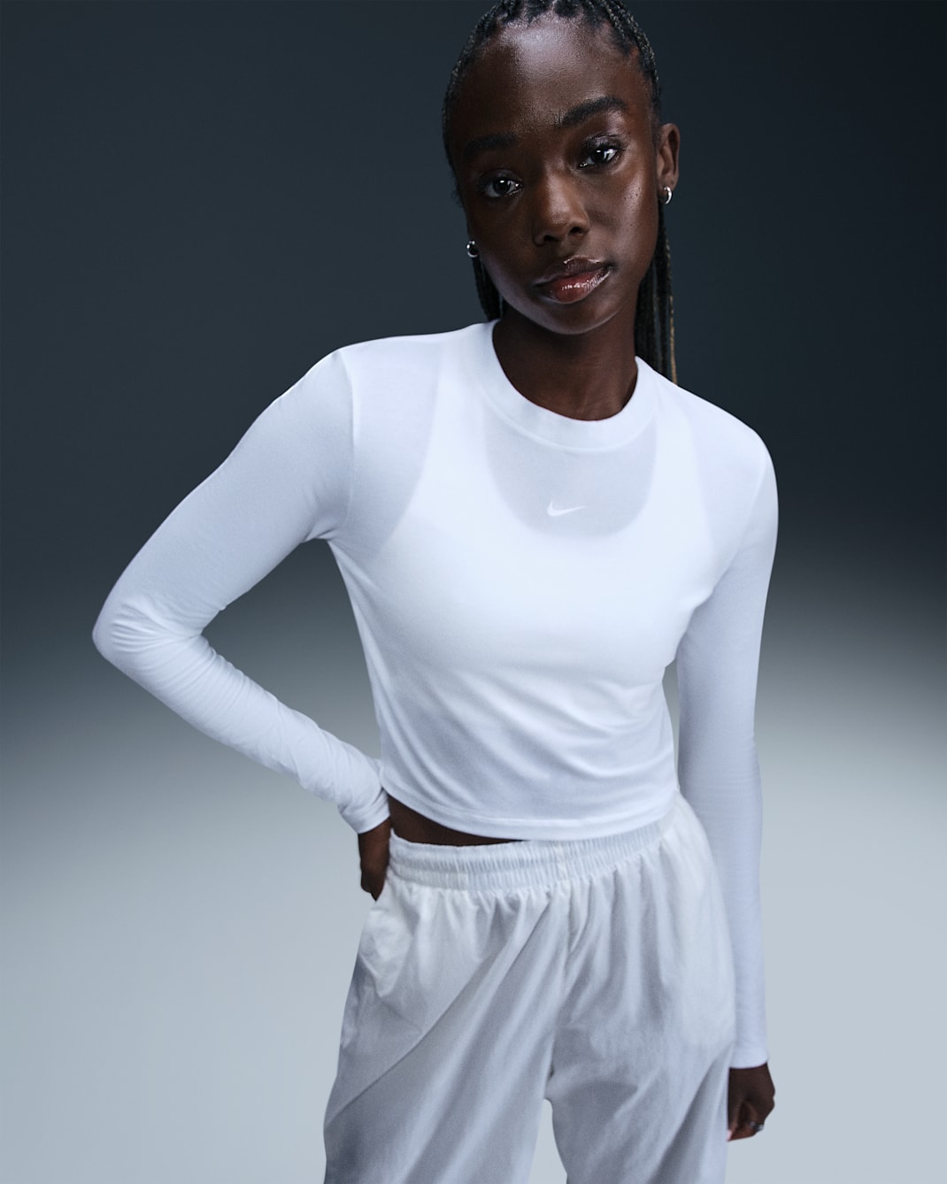 Nike Sportswear Chill Knit Women's Slim Long-Sleeve Cropped Top - White/White