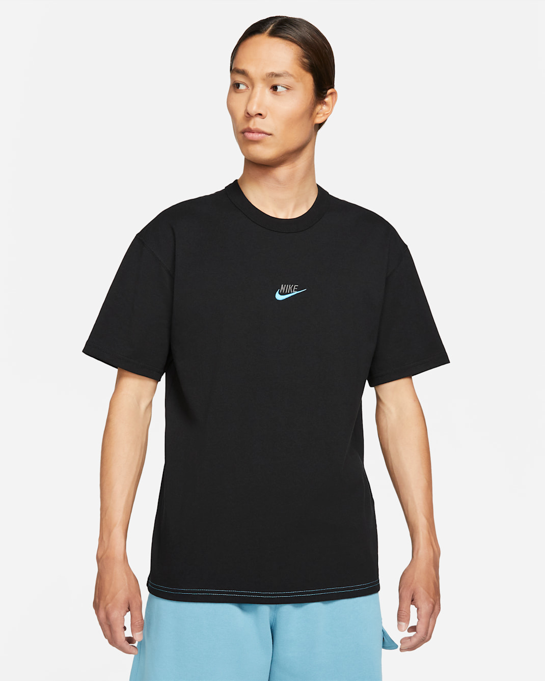 เสื้อยืดผู้ชาย Nike Sportswear Premium Essential - ดำ/Dark Grey/Chlorine Blue