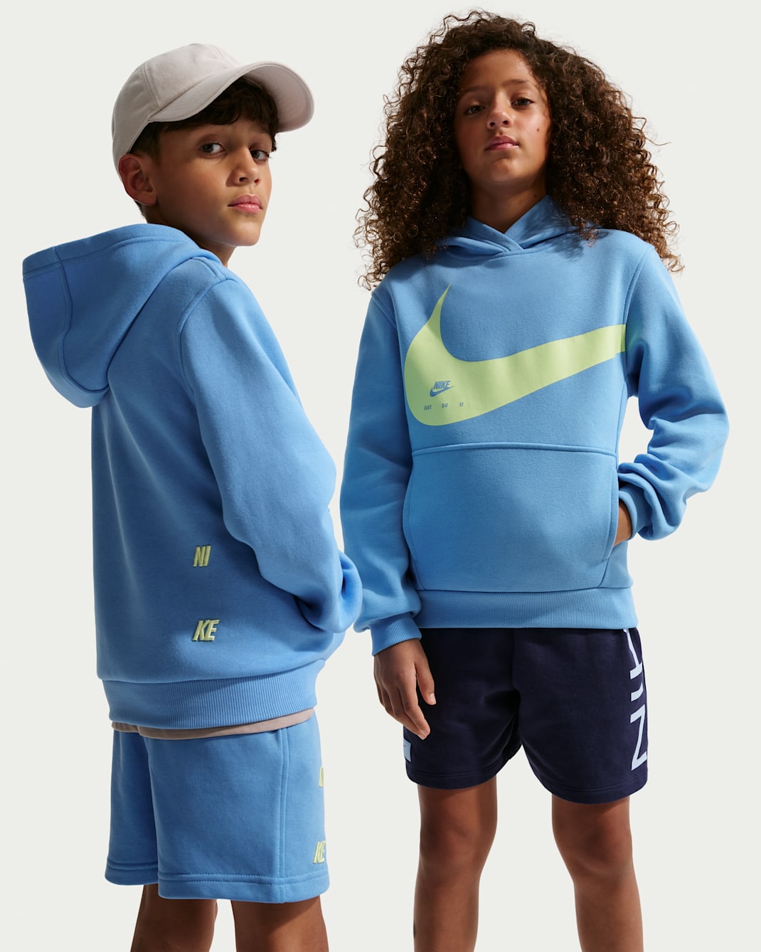 Nike Sportswear Club Big Kids' Hoodie - University Blue/Light Liquid Lime