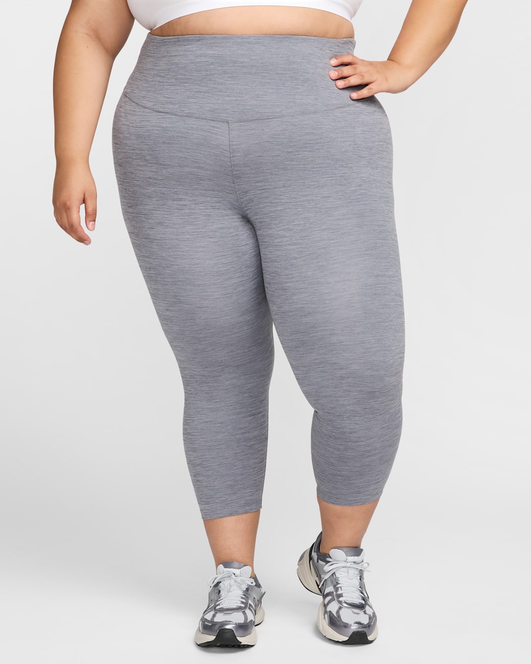 Nike One Women's High-Waisted Crop Leggings (Plus Size) - Smoke Grey/Heather/Black