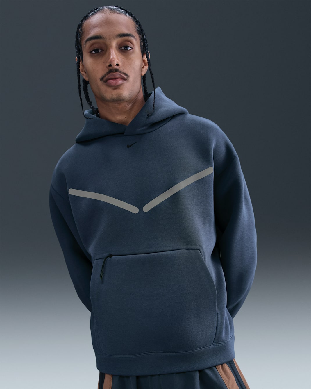 Sudadera con gorro sin cierre con detalles reflejantes para hombre Nike Tech - Trueno azul/Negro