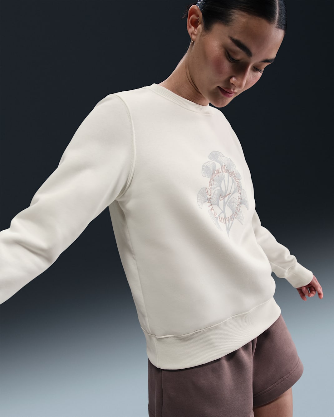 ナイキ スポーツウェア フェニックス フリース ウィメンズ クルーネック スウェットシャツ - セイル/フォスルストーン