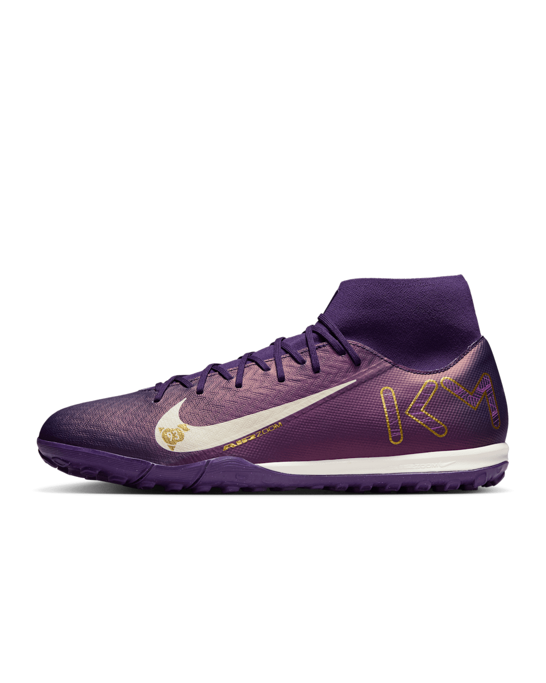 Nike Mercurial Superfly 10 Academy "Kylian Mbappé" Turf High-Top Soccer Shoes - Grand Purple/Pale Ivory