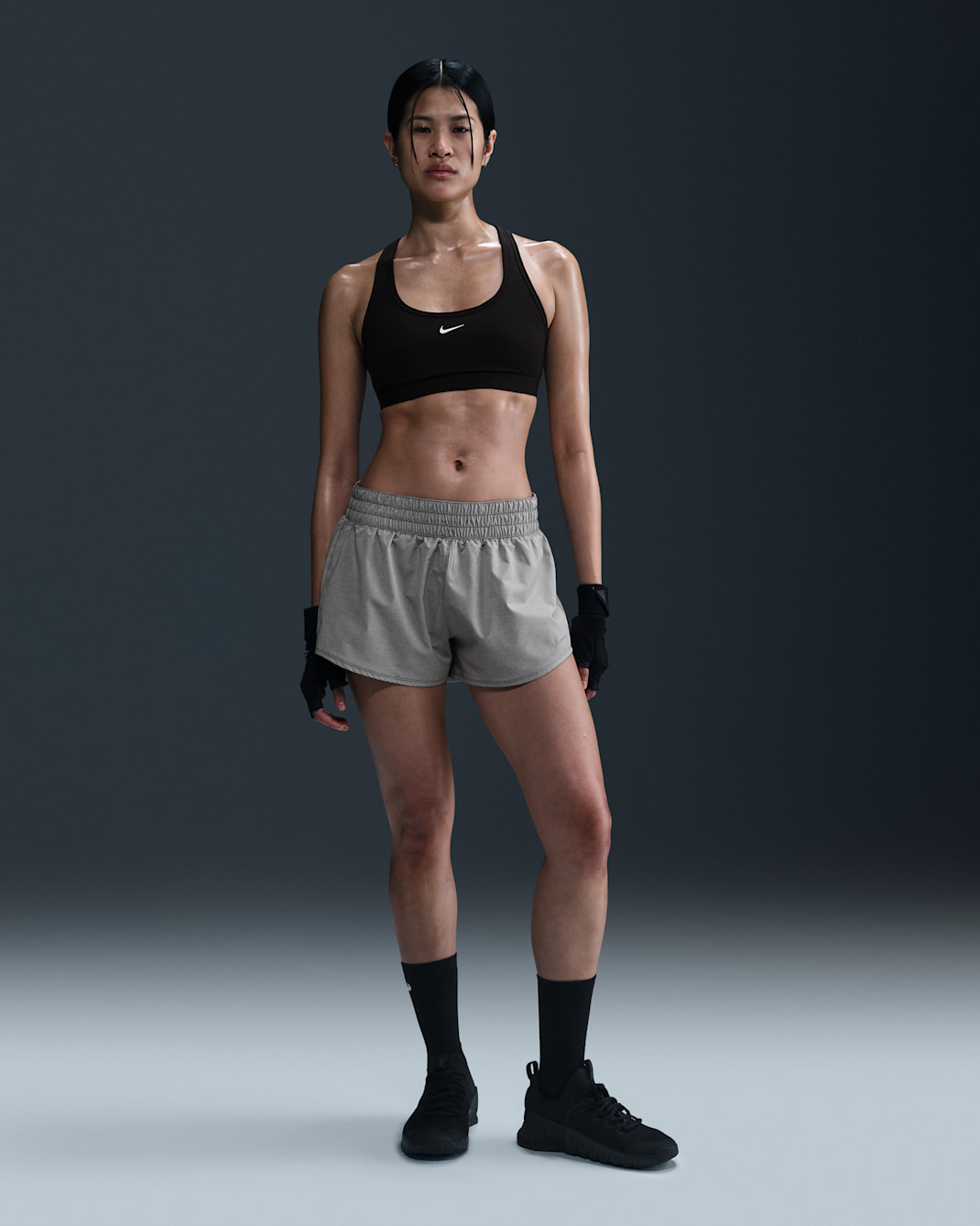 Nike One Women's Dri-FIT Mid-Rise 3" Brief-Lined Shorts - Smoke Grey/Heather