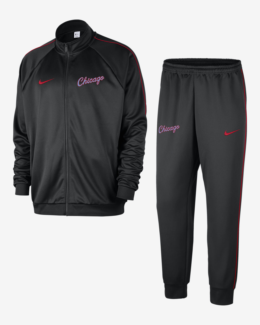Chicago Bulls City Edition Nike NBA Club Peak-tracksuit til mænd - sort/University Red
