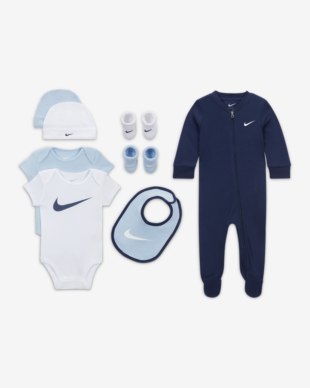 Nike Baby (0-6M) 8-Piece Boxed Gift Set - Midnight Navy/White/Powder Blue