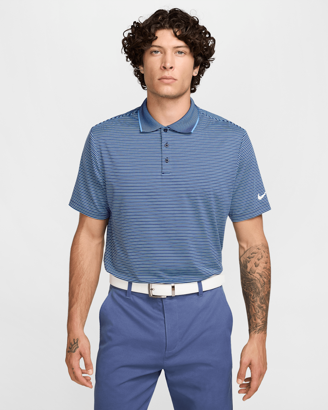 Nike Tour Men's Dri-FIT Striped Golf Polo - Midnight Navy/White
