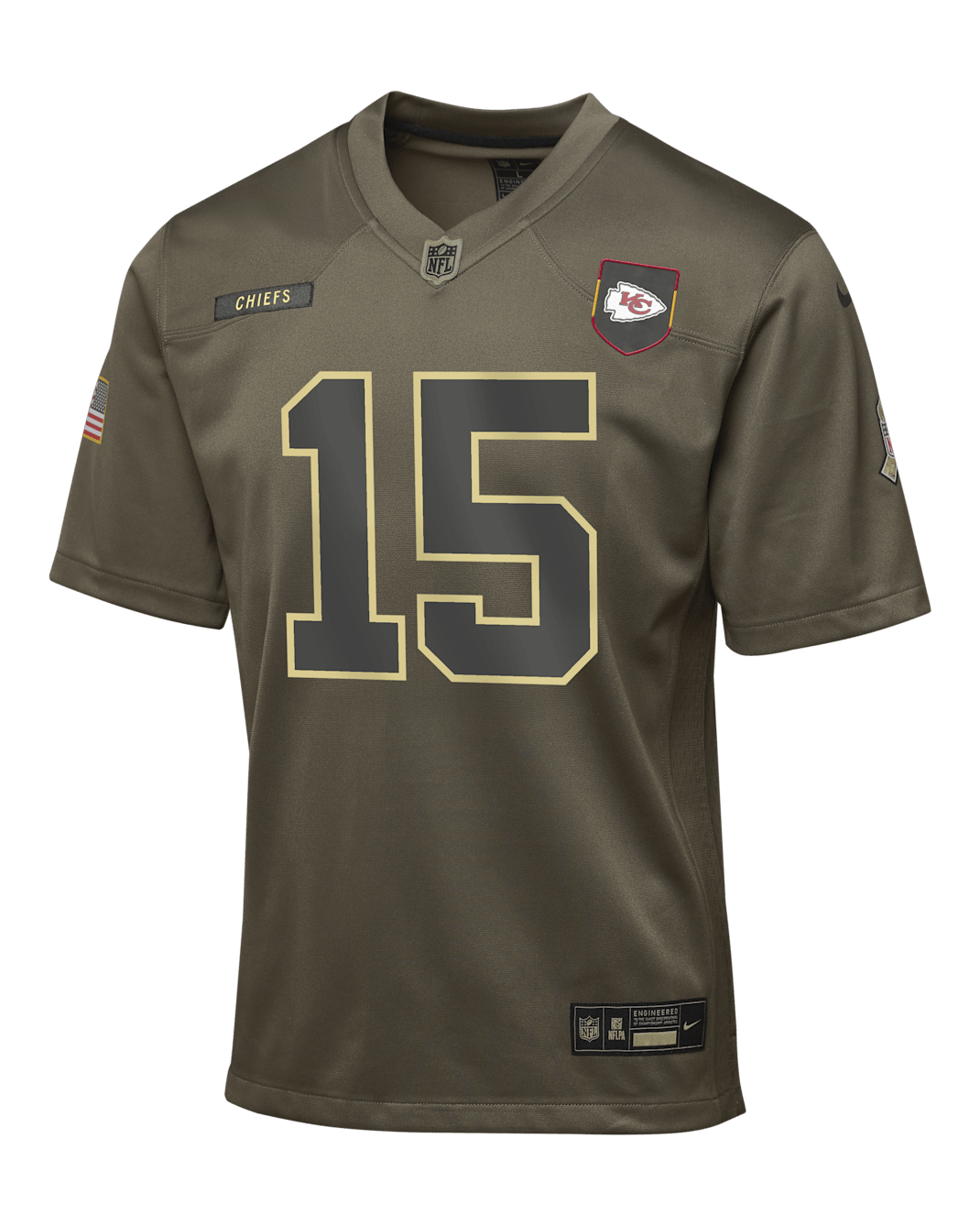Patrick Mahomes Kansas City Chiefs Salute to Service Big Kids’ Nike NFL Game Jersey - Olive