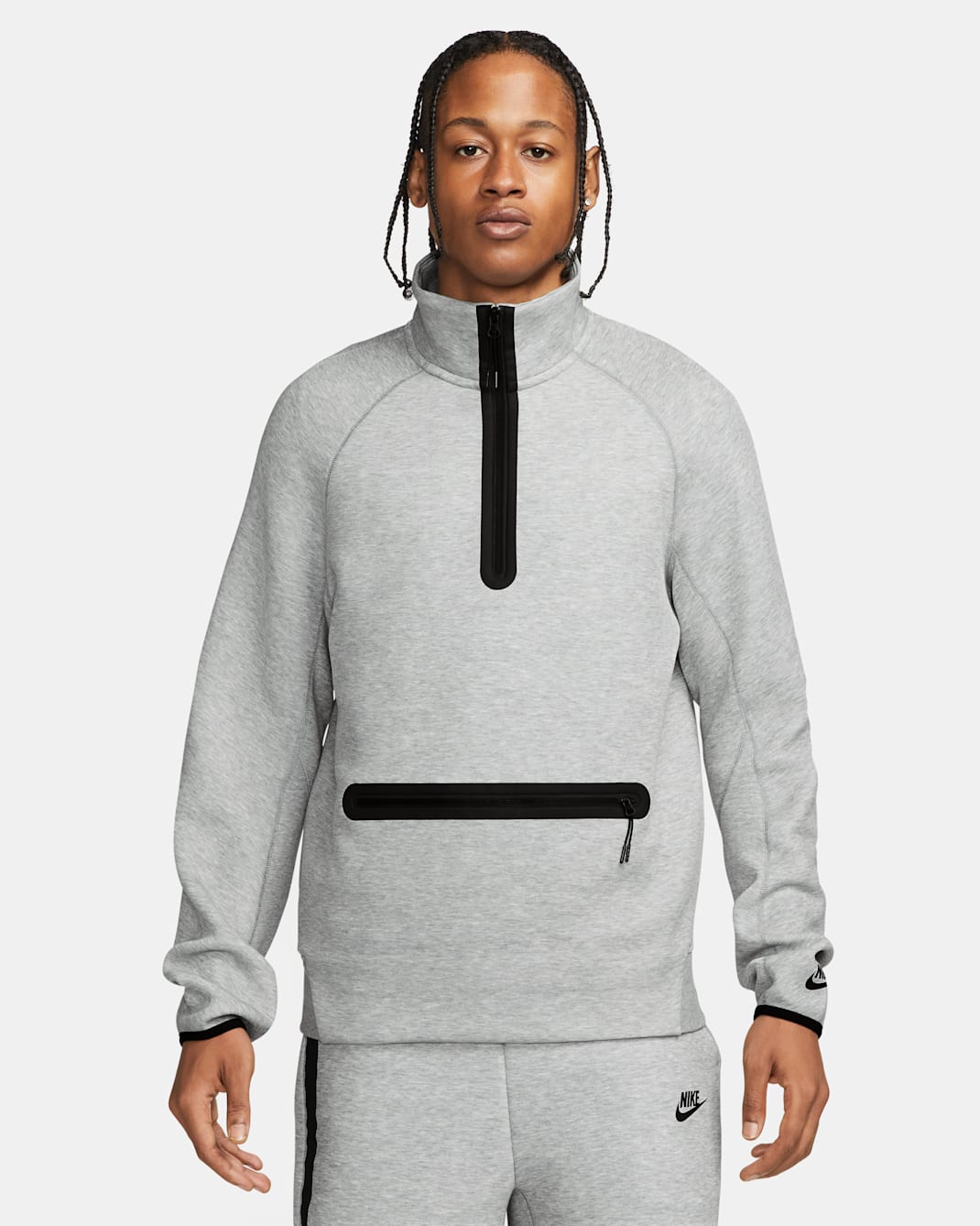 Sudadera de medio cierre para hombre Nike Sportswear Tech Fleece - Gris oscuro jaspeado/Negro