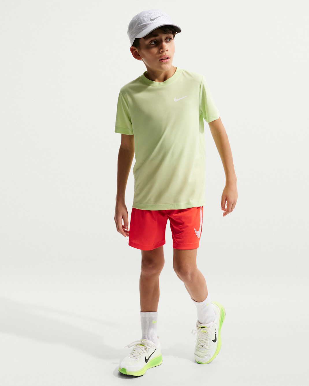 Nike Multi Older Kids' (Boys') Dri-FIT Training Shorts - Light Crimson/White