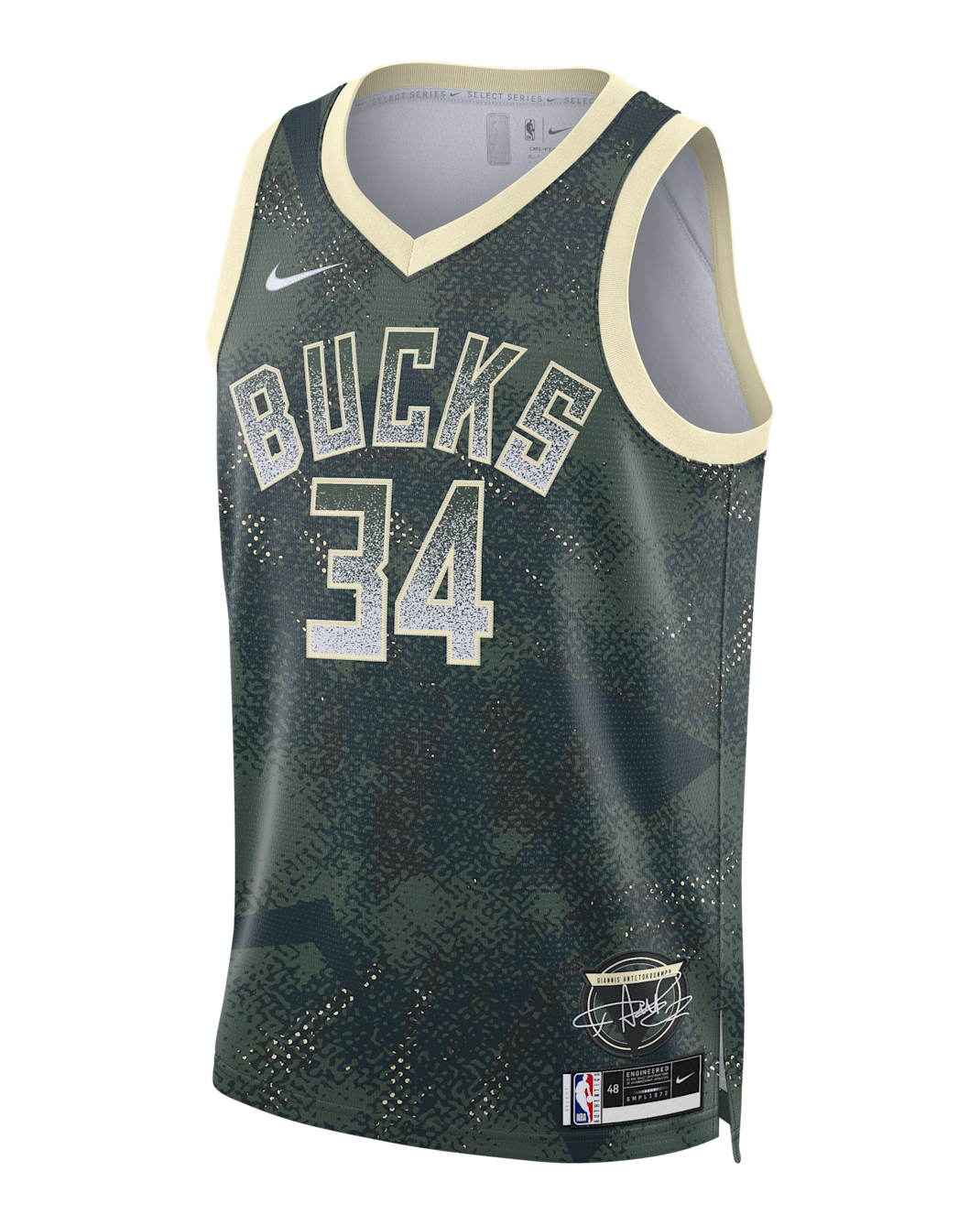 ヤニス アデトクンボ ミルウォーキー バックス 2025/26 セレクト シリーズ メンズ ナイキ Dri-FIT NBA スウィングマン ジャージー - ファー/ホワイト