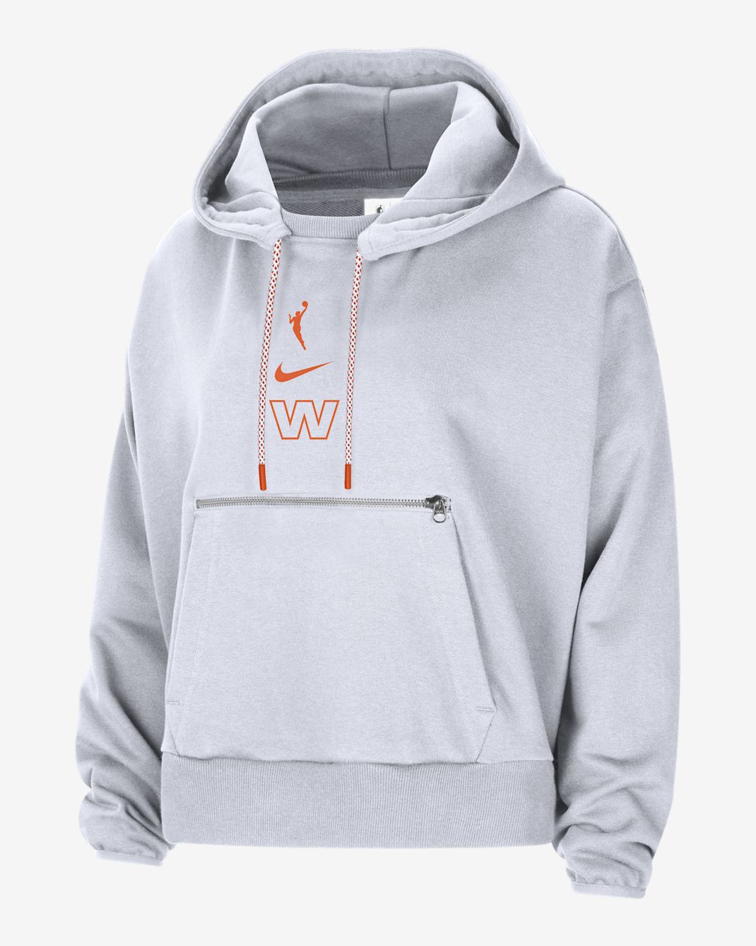 Sudadera con gorro sin cierre Nike Dri-FIT de la WNBA para mujer Team 13 Essential - Blanco/Naranja brillante/Naranja brillante