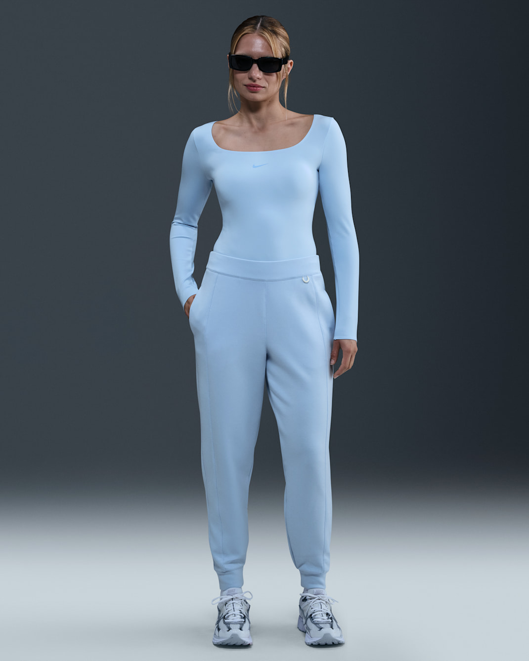Nike Form Women's Long-Sleeve Bodysuit - Celestine Blue/Psychic Blue