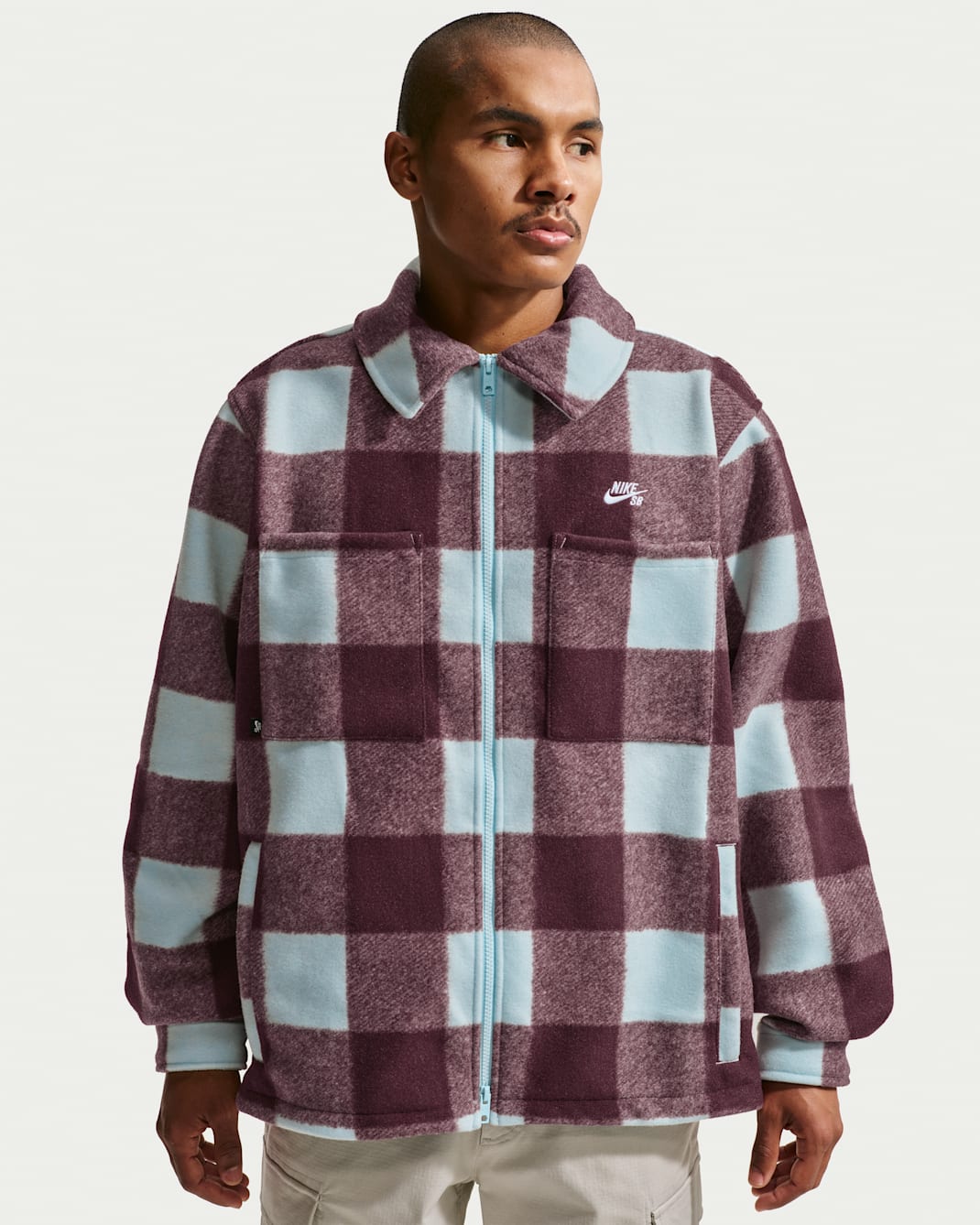 Chamarra tipo camisa de skateboarding Nike SB Essential - Azul glacial/Burdeos enérgico