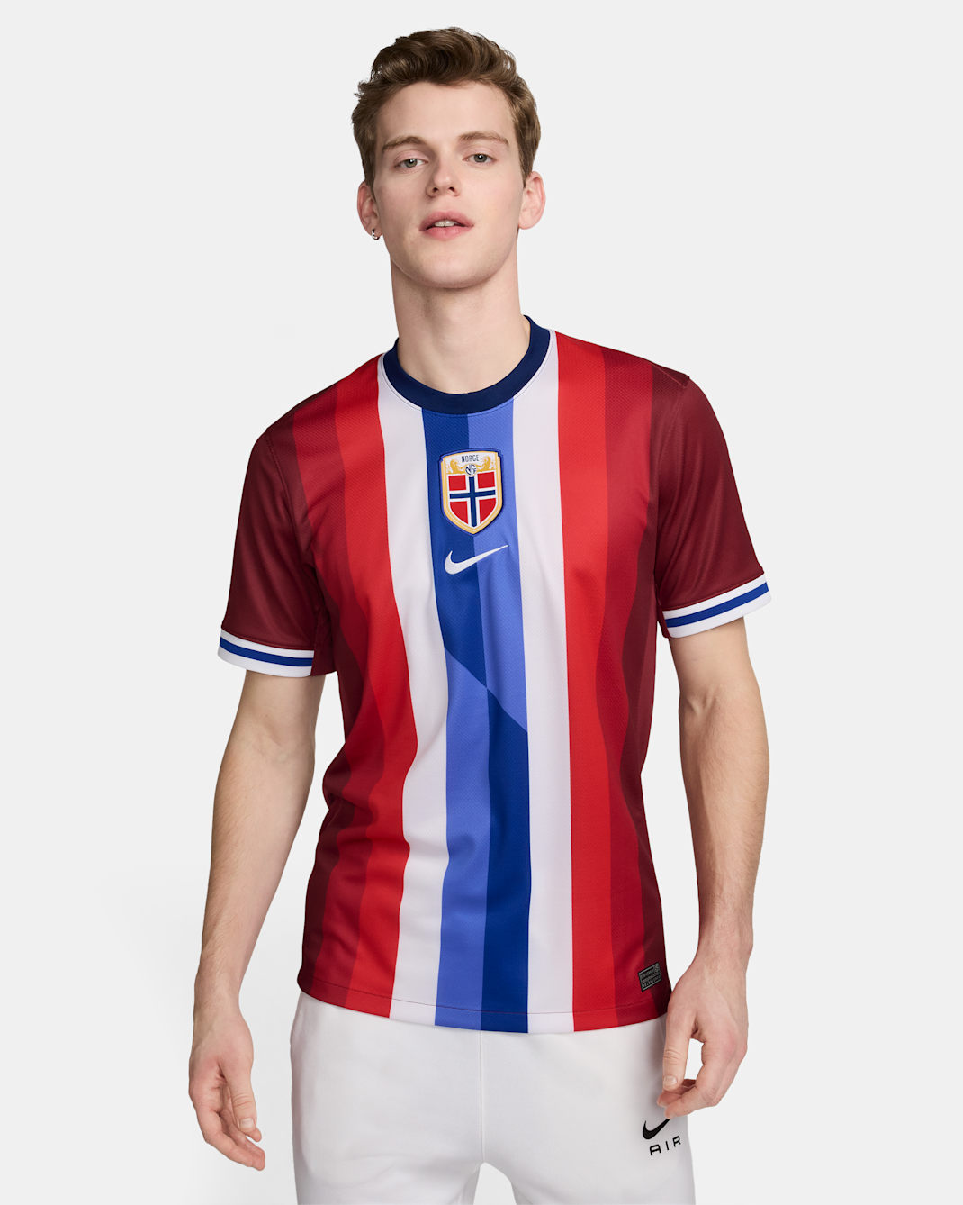 Norway (Men's Team) 2024/25 Stadium Home Men's Nike Dri-FIT Soccer Replica Jersey - Team Red/Blue Void/White