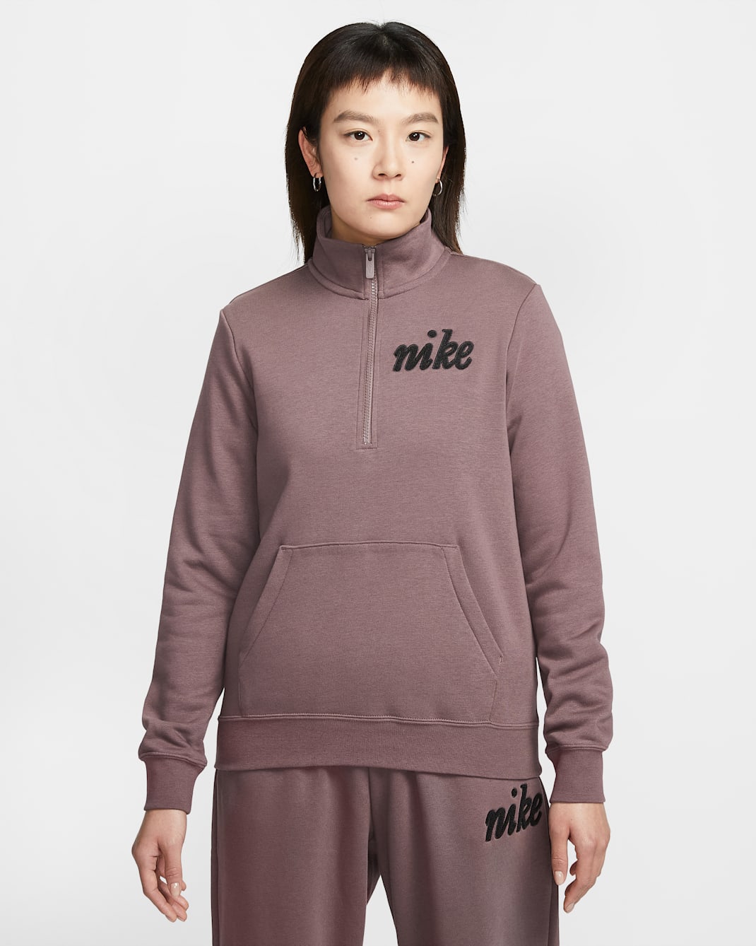 나이키 스포츠웨어 클럽 플리스 여성 쿼터집 스웻셔츠 - 타투/오프 누아르