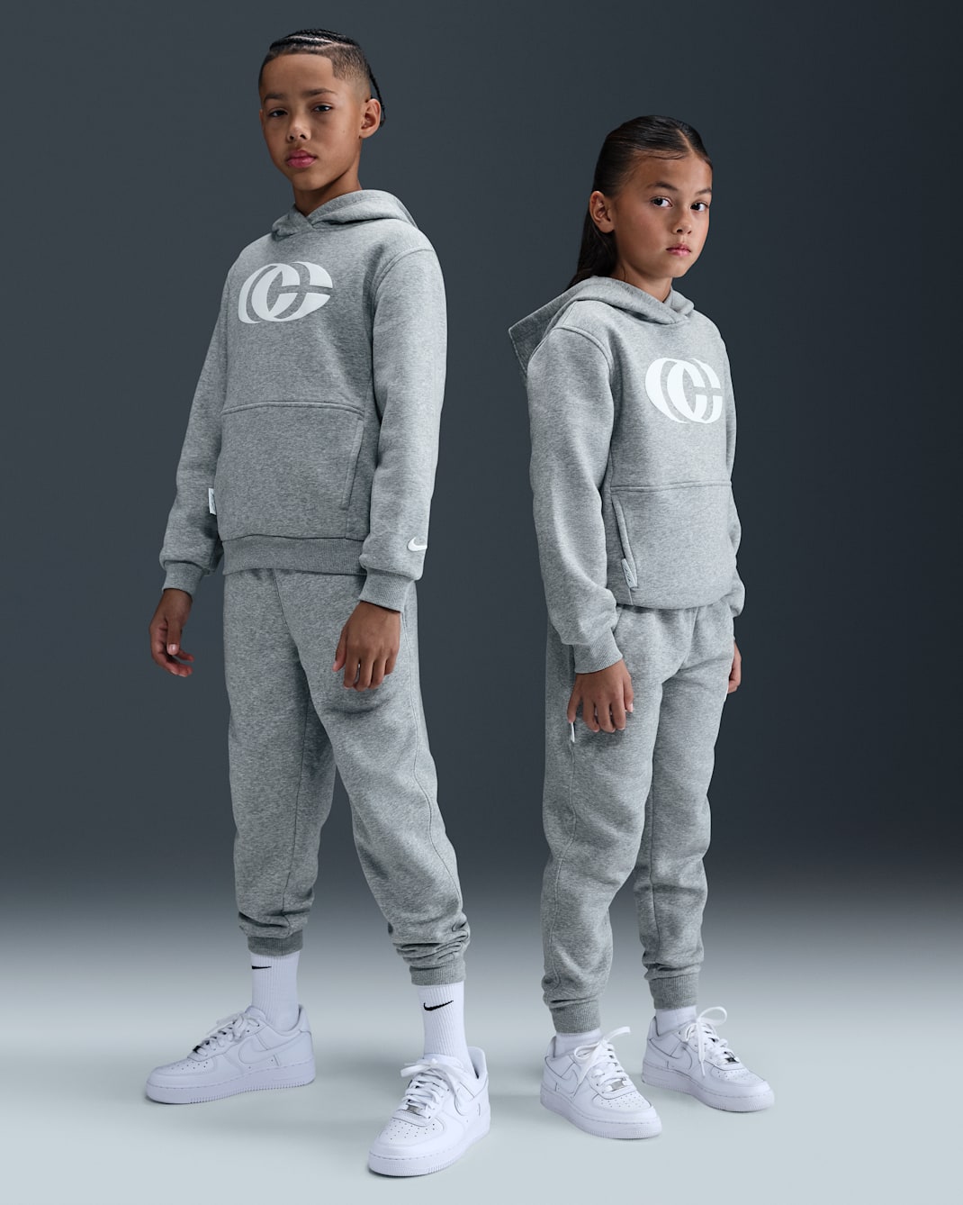 Pantalón de tejido Fleece para niños talla grande Caitlin Clark - Gris oscuro jaspeado/Blanco/Blanco