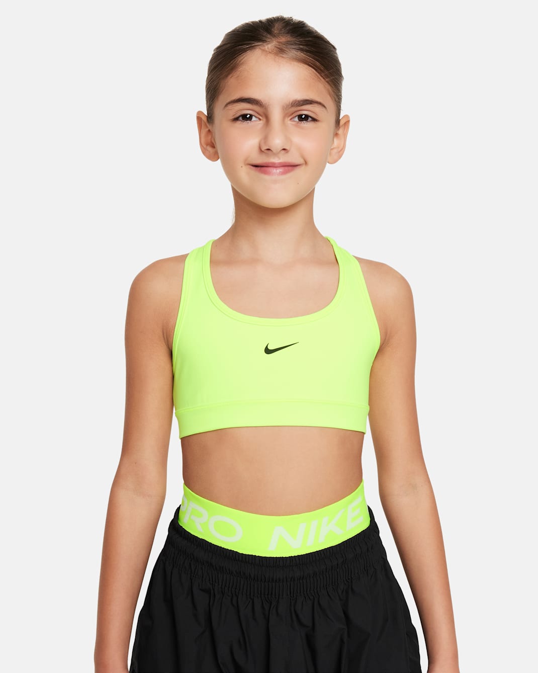 Nike Swoosh Girls' Sports Bra - Volt/Black