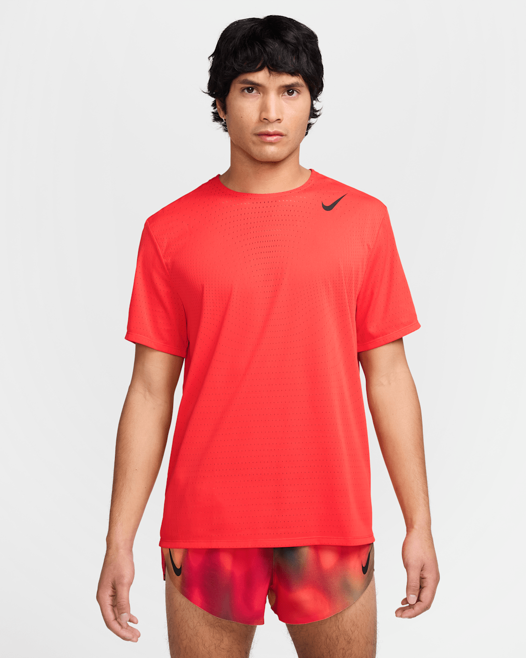 Nike AeroSwift Men's Dri-FIT ADV Short-Sleeve Running Top - Light Crimson/Black