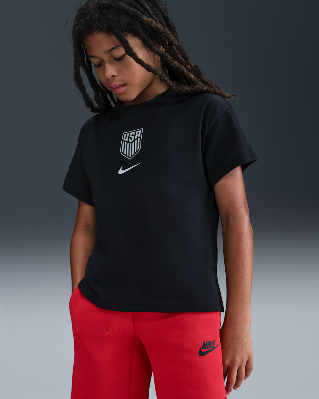 USMNT Premium Goalkeeper Big Kids' Nike Soccer T-Shirt - Black