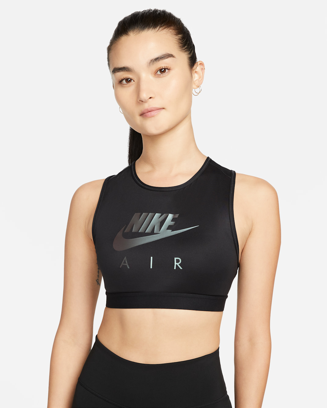 Nike Air Swoosh Women's Medium-Support High-Neck Sports Bra - Black/Black