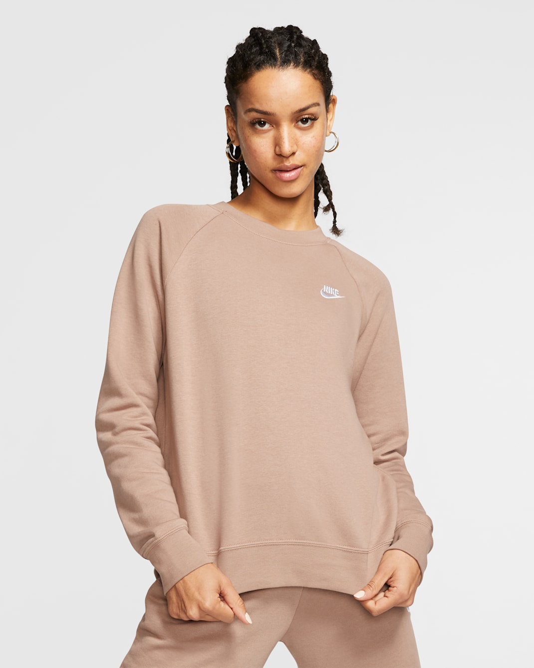 Haut en tissu Fleece Nike Sportswear Essential pour Femme - Desert Dust/Blanc