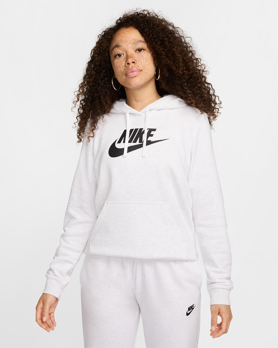 Nike Sportswear Club Fleece Women's Logo Pullover Hoodie - Birch Heather/Black