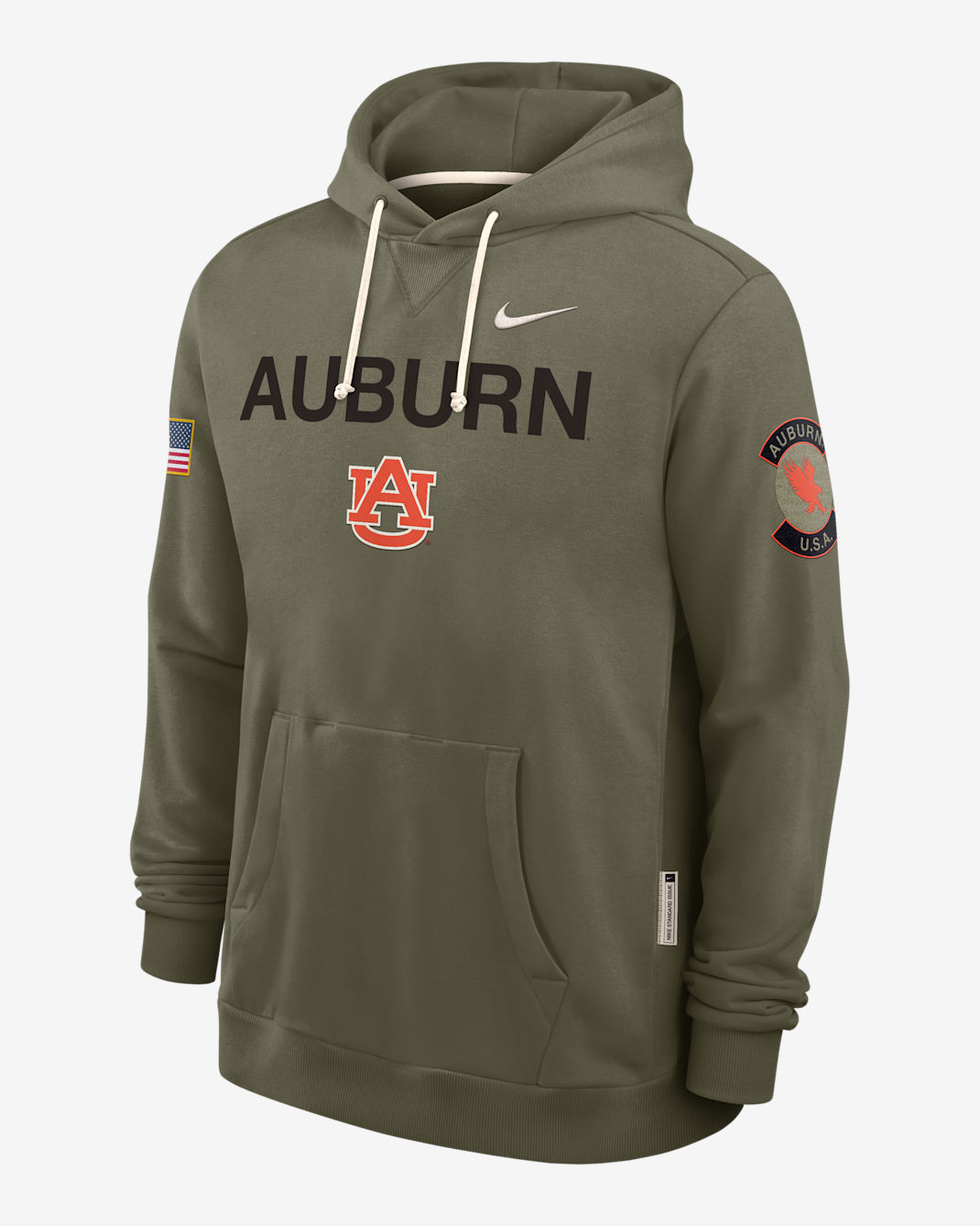 Auburn 2025 Military Appreciation Men's Nike Dri-FIT College Pullover Hoodie - Olive