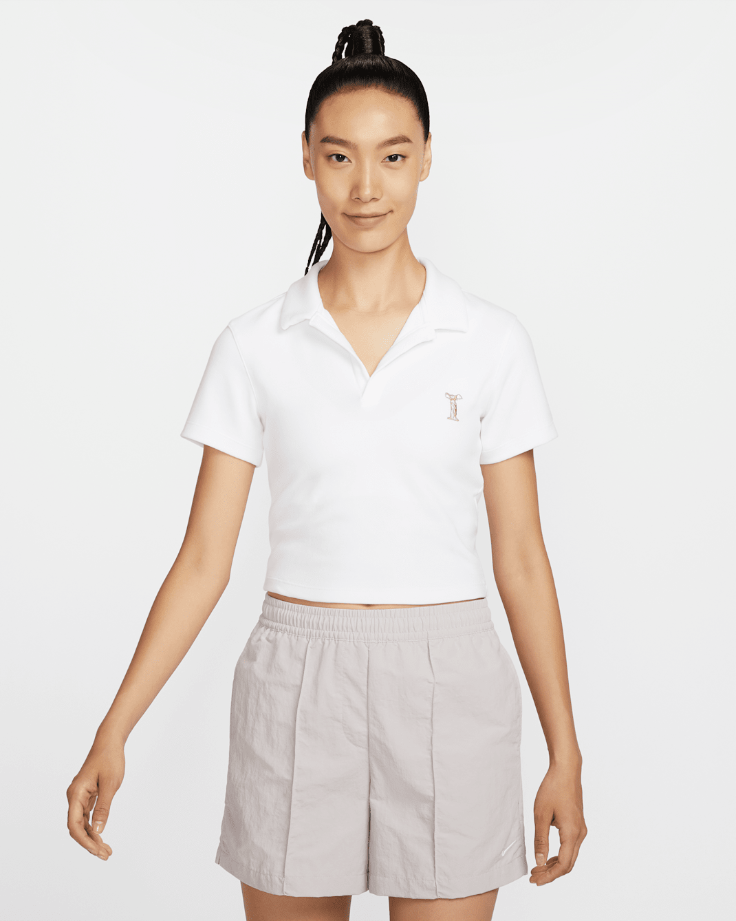 Nike Sportswear Women's Short-sleeve Polo Top - White/Red Stardust/Red Stardust