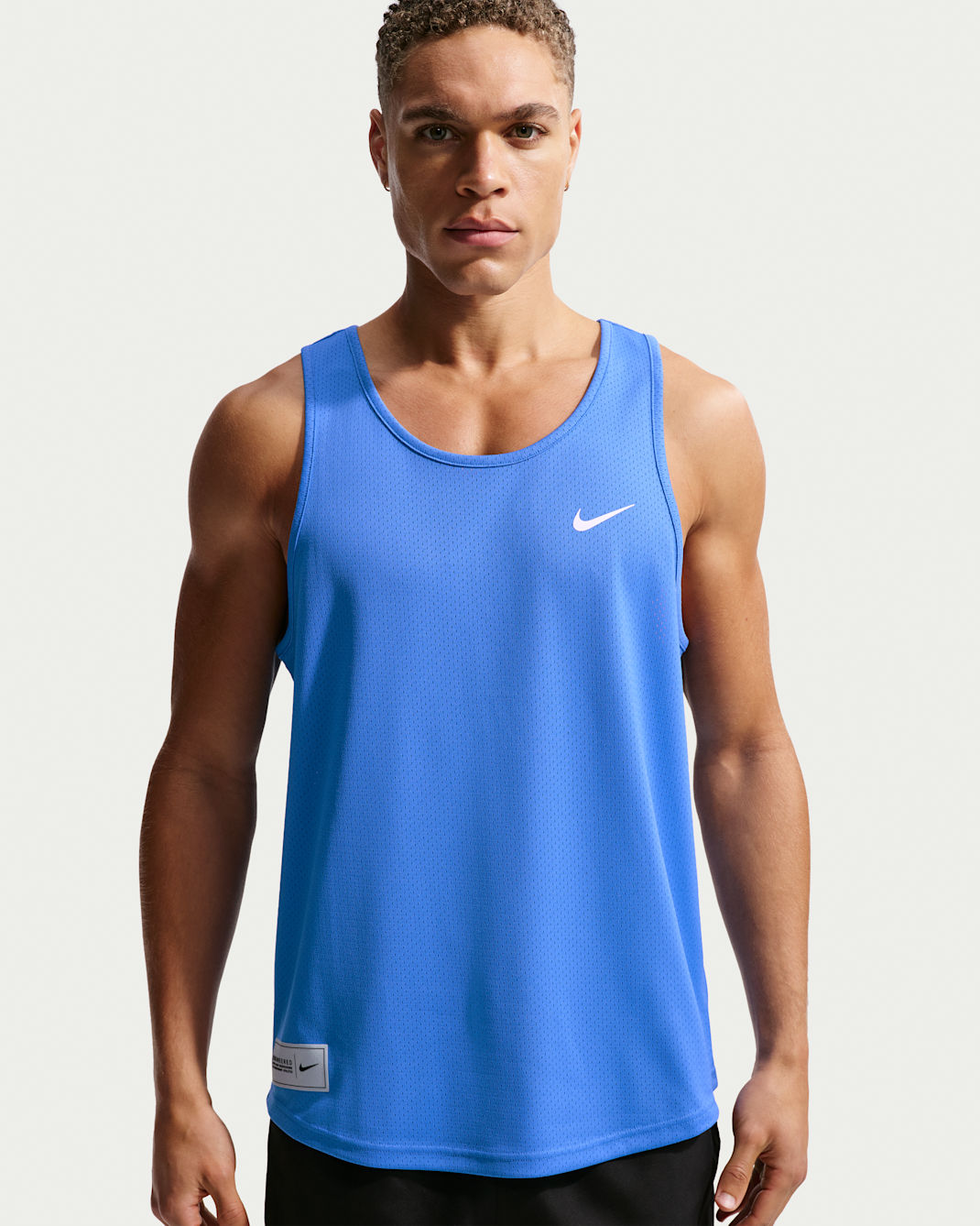 Camiseta de tirantes para hombre Nike Swim - Azul cristal/Azul marino medianoche/Blanco/Blanco