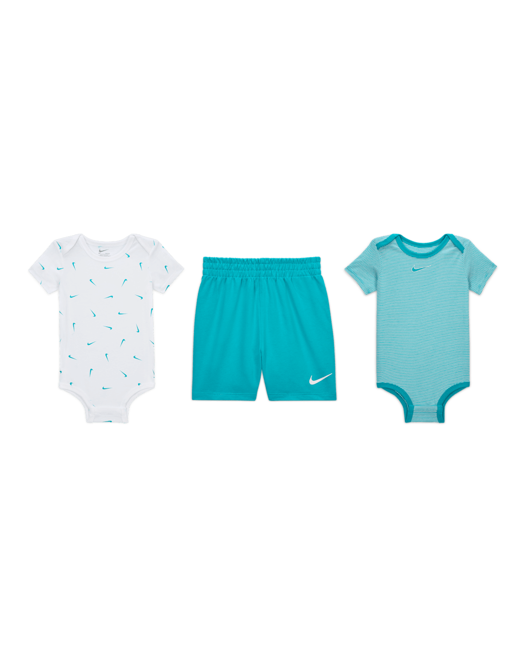 Conjunto de tres piezas Swooshfetti a rayas para bebé (12-24 M) Nike Essentials - Cactus empolvado