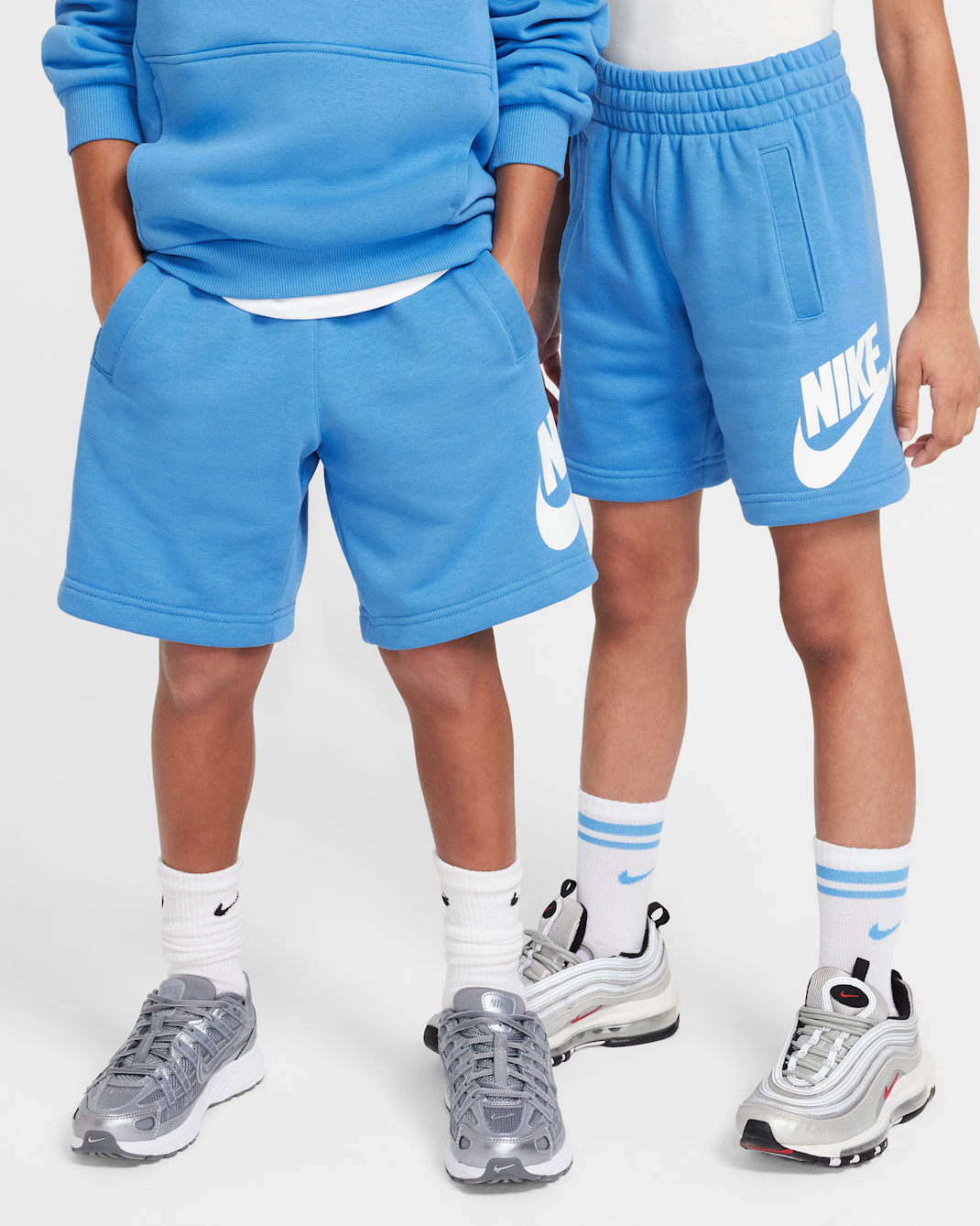 Short en molleton Nike Sportswear Club Fleece pour ado - Blue Beyond/Blanc