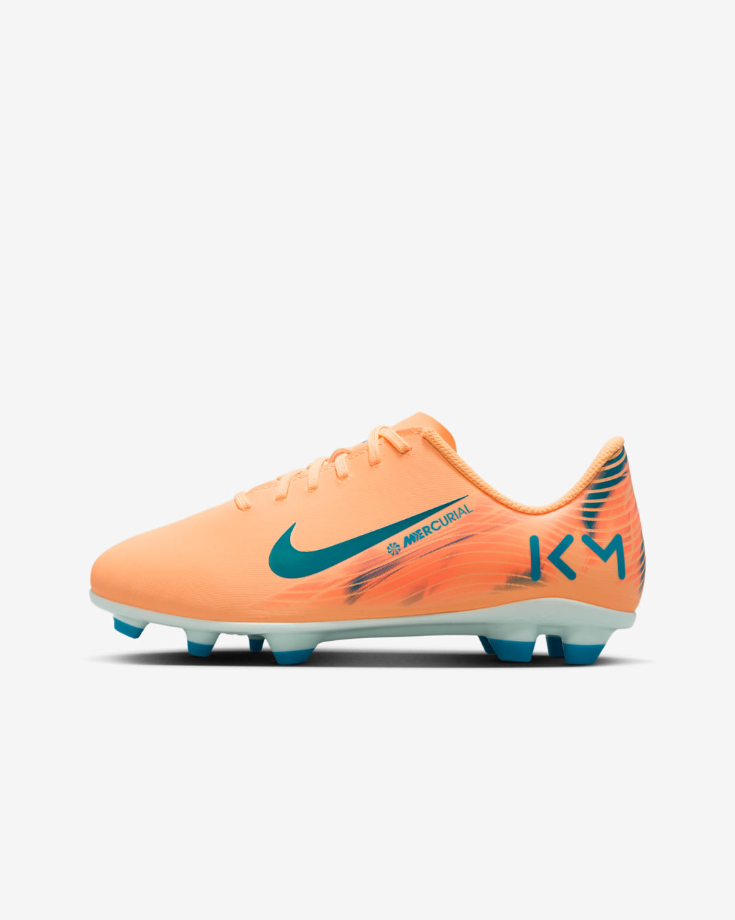 Nike Jr. Mercurial Vapor 16 Club 'Kylian Mbappé' Older Kids' MG Low-Top Football Boot - Melon Tint/Igloo/Neo Turquoise