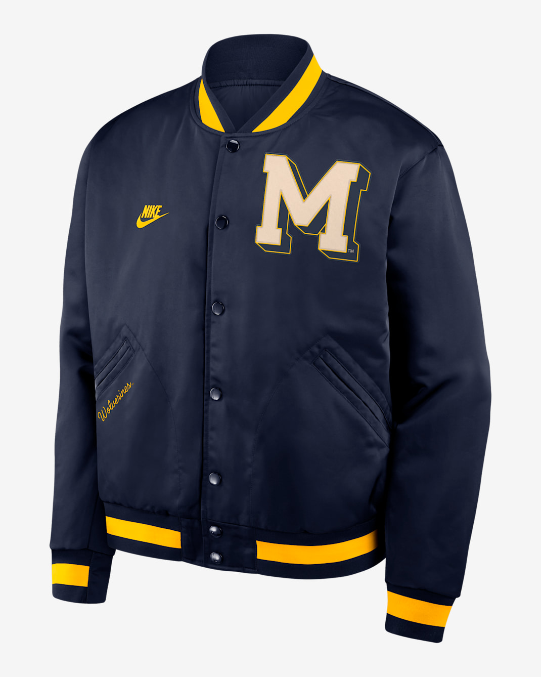Michigan Legacy Men's Nike College Full-Snap Bomber Jacket - Navy
