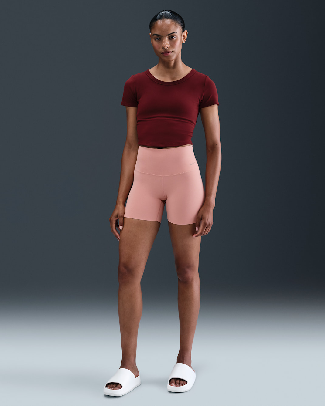 Nike Zenvy Women's High-Waisted 12.5cm (approx.) Biker Shorts - Rust Pink/Black