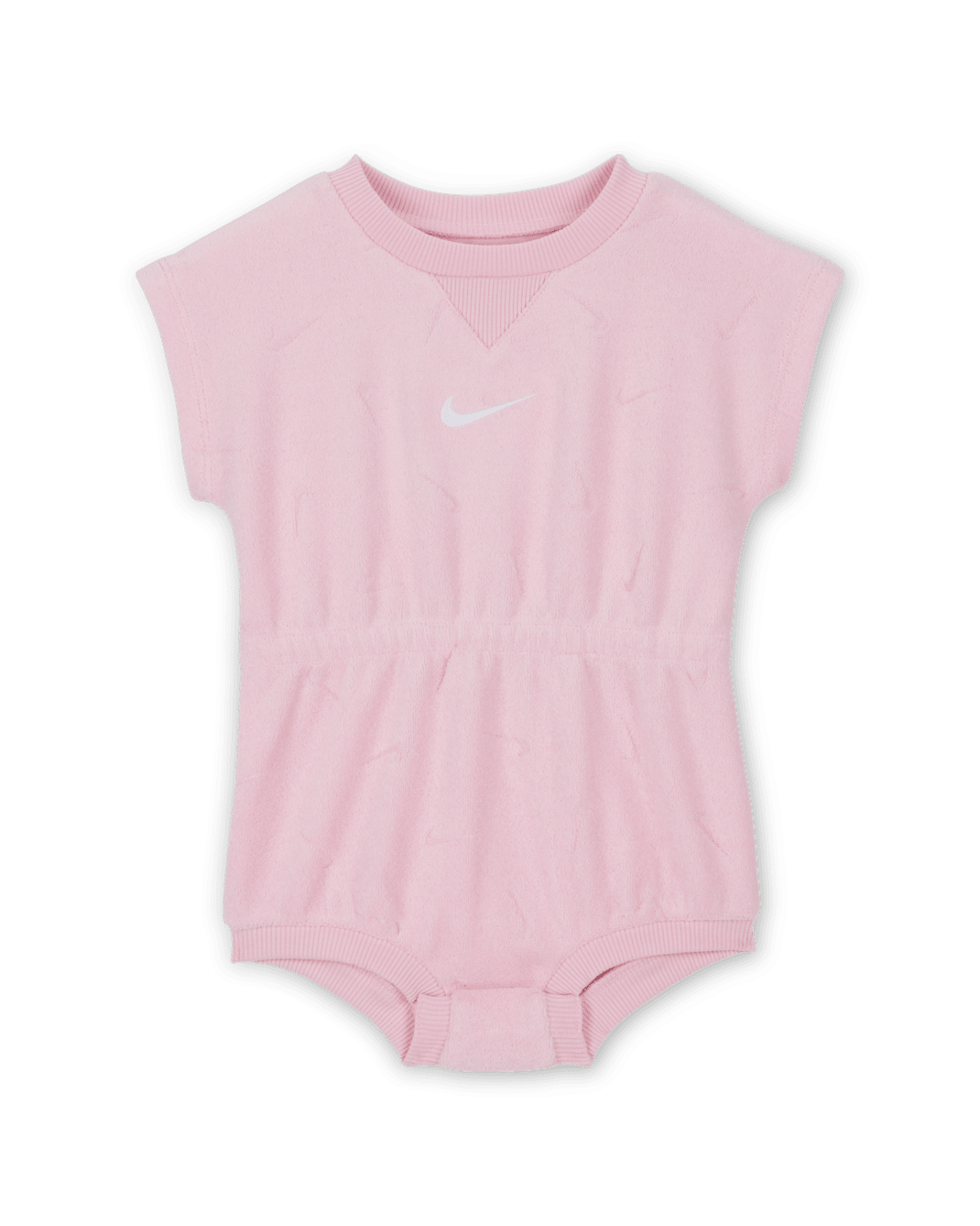 Nike Essentials Baby (0-9M) Jacquard Towel Terry Romper - Pink Foam