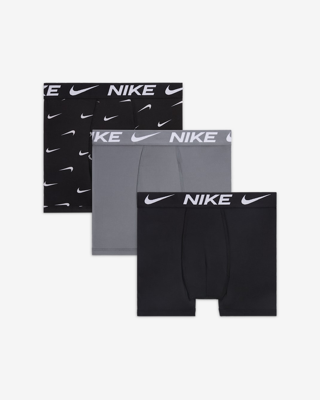 Nike Dri-FIT Essentials Big Kids' Printed Boxer Briefs (3-Pack) - Multi-Color/Grey