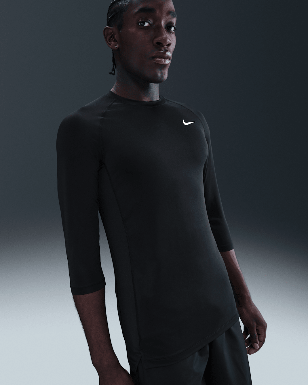 Nike Men's Dri-FIT 3/4-Sleeve Baseball Top - Black/White