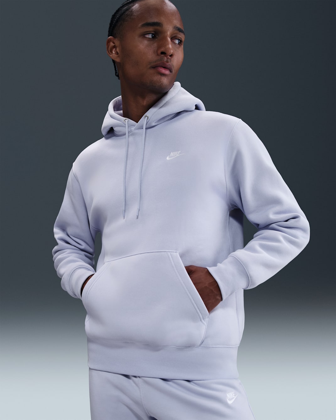 Nike Club Men's Pullover Fleece Hoodie - Ghost/Ghost/White