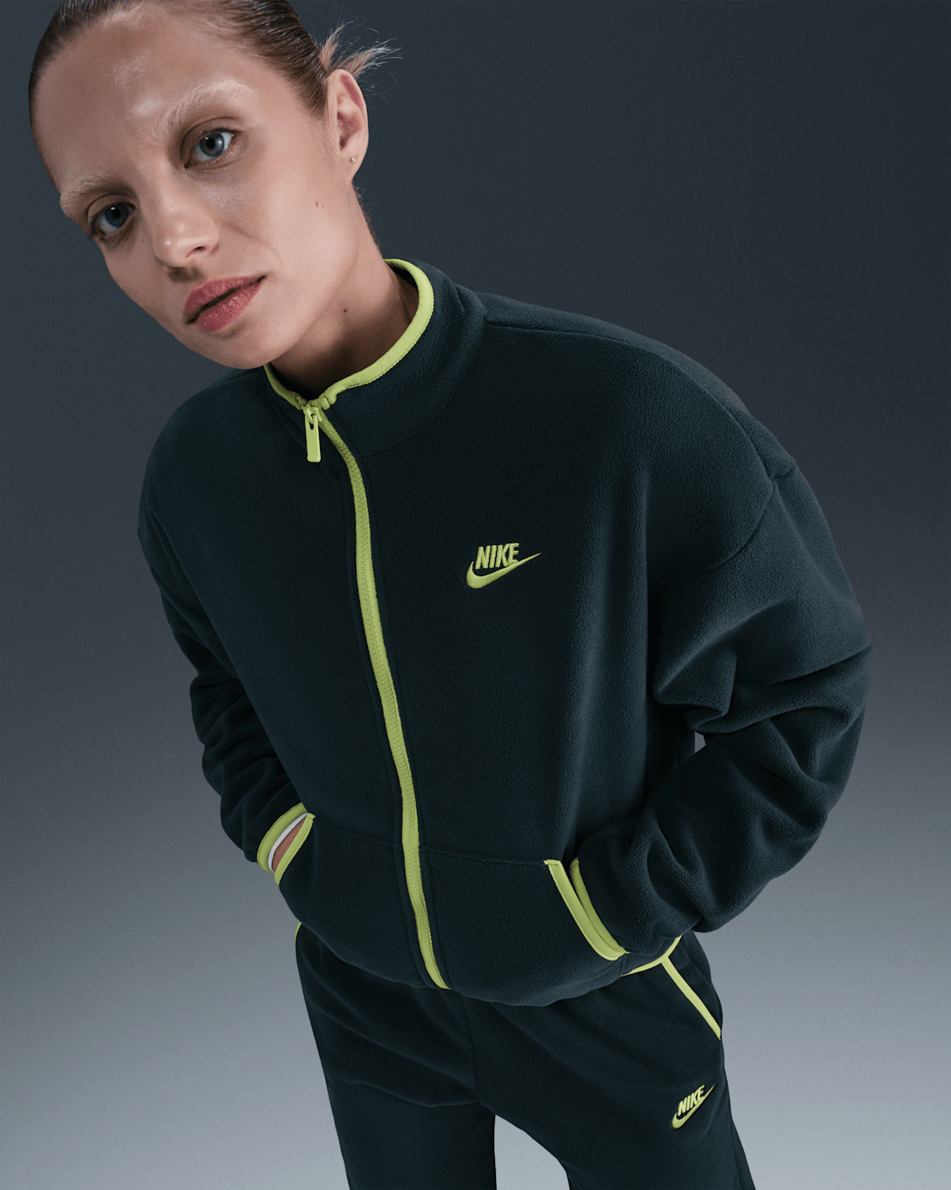 Nike Sportswear Club Fleece Women's Loose Cozy Track Jacket - Seaweed/Cyber